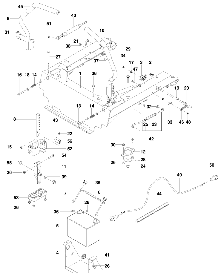 Steering Diagram and Parts List for PZ6034FX (966516801)(2009-09) Husqvarna Lawn Mower