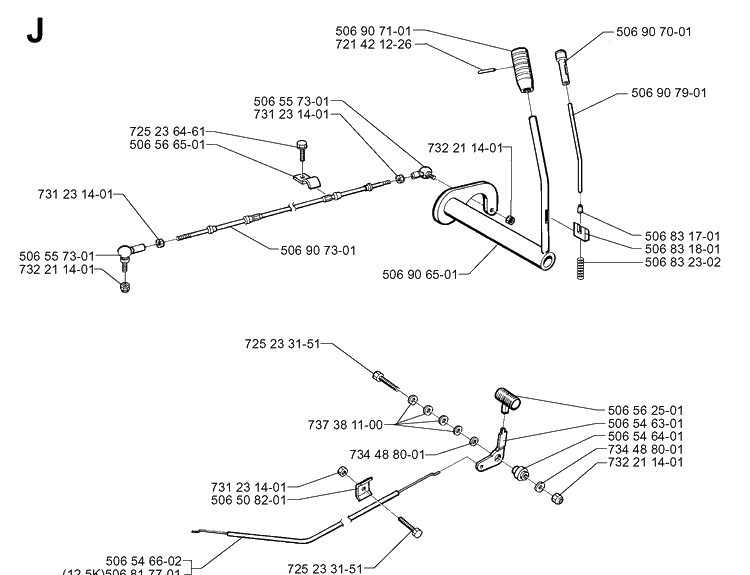 Controls 2 Diagram and Parts List for RIDER970 1998-03 Husqvarna Lawn Mower