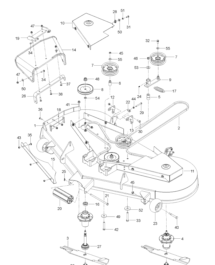 Mower Deck / Cutting Deck Diagram and Parts List for M-ZT61  Husqvarna Lawn Mower
