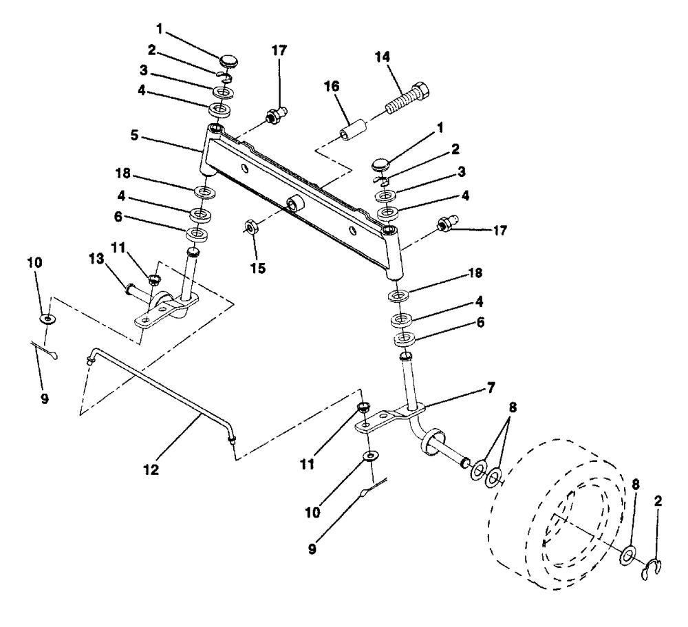 Front Axle Diagram and Parts List for LR12 (954000762-A)(1994-01) Husqvarna Lawn Tractor