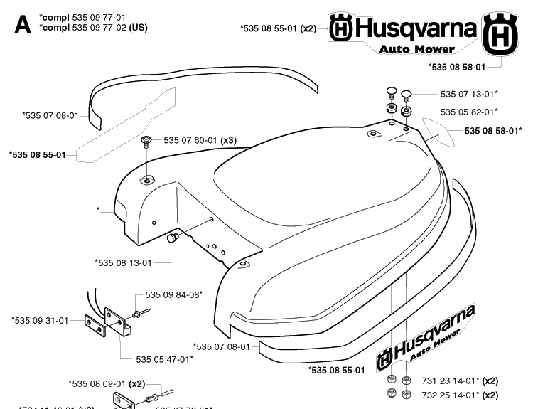 Cover 8 Diagram and Parts List for G1 1998-2003 Husqvarna Lawn Mower