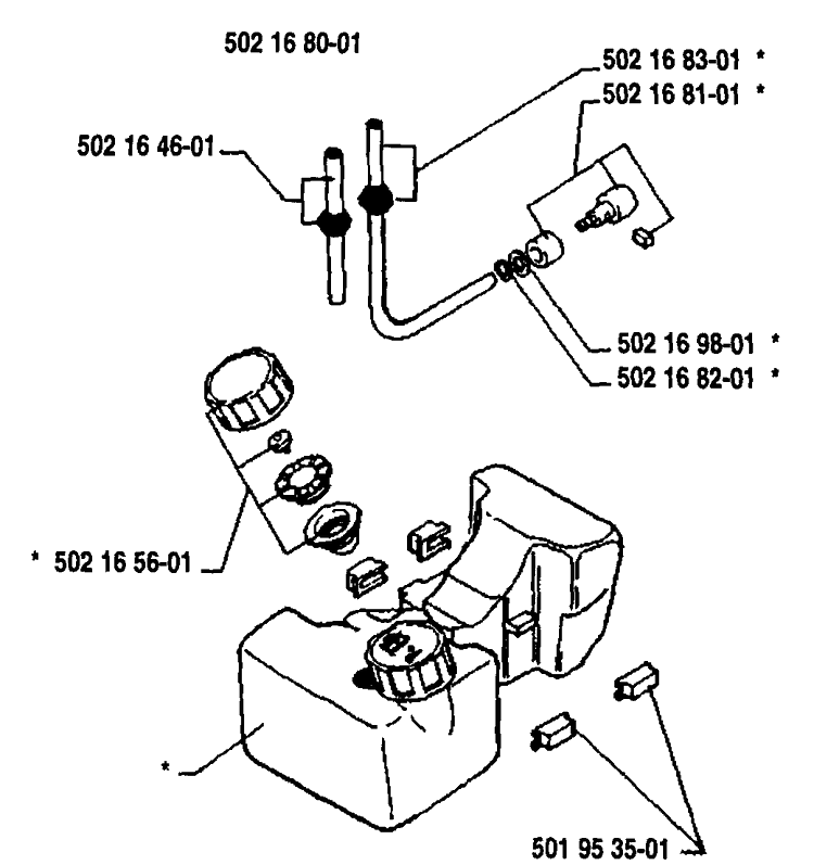 Fuel Tank Diagram and Parts List for 22RL 1989-09 Husqvarna Trimmer