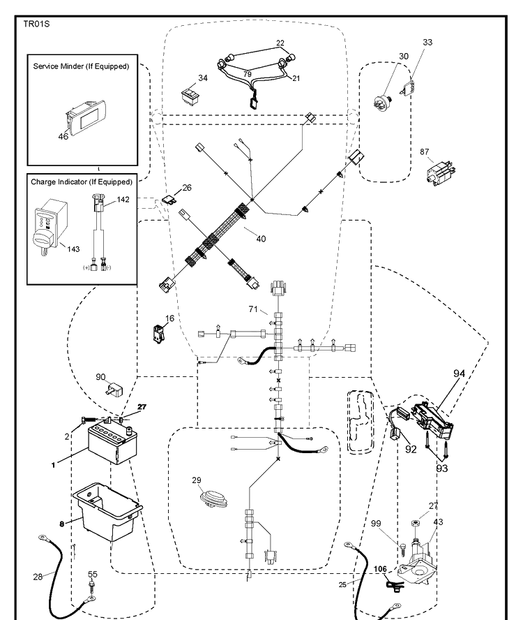 Electrical Diagram and Parts List for TS142L  Husqvarna Lawn Tractor