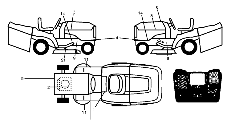 Decals Diagram and Parts List for TC138M (96051017800)(2018-07) Husqvarna Lawn Tractor