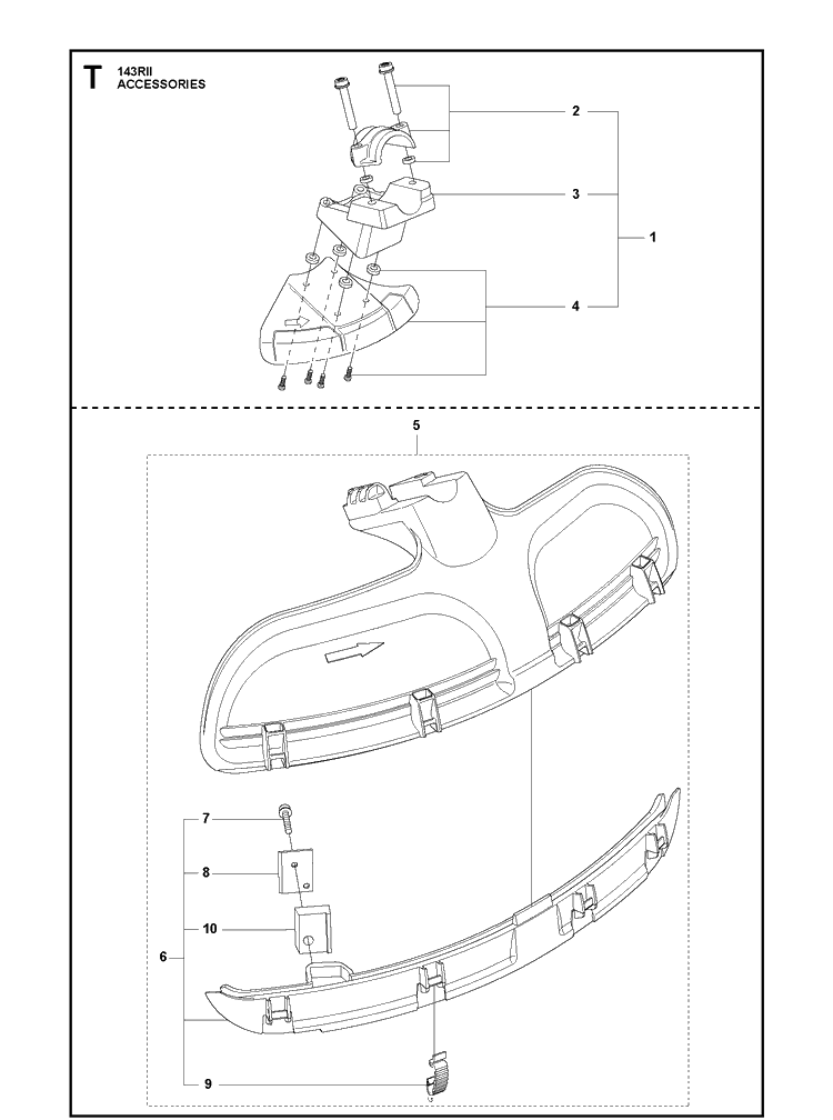 Accessories Diagram and Parts List for 143RII  Husqvarna Brush Cutter