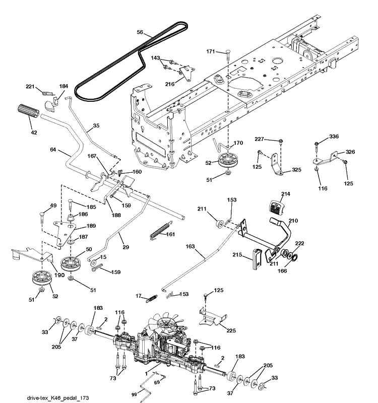 Drive Diagram and Parts List for YTH2042 (96043031500)(2019-07) Husqvarna Lawn Tractor