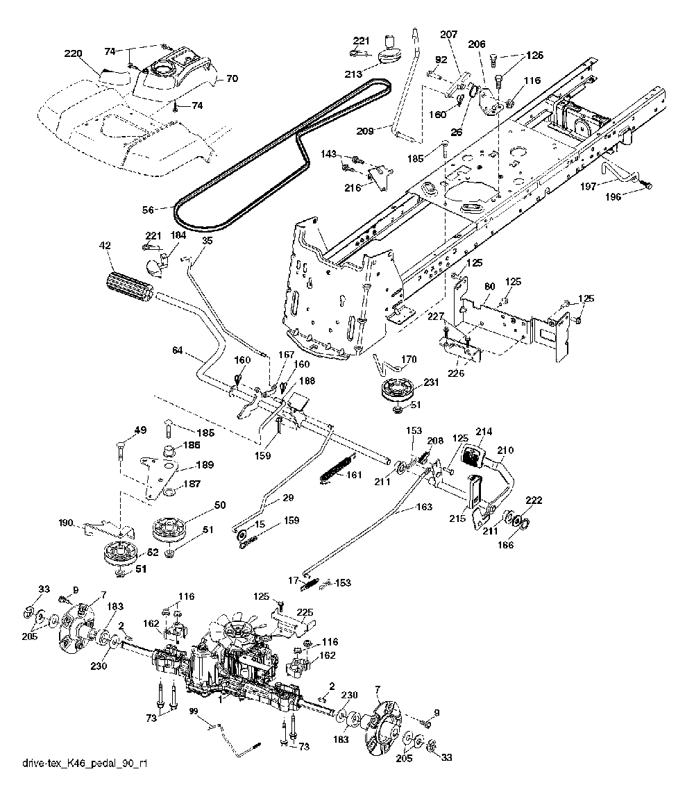 Drive Diagram and Parts List for YTH2754T (96041022101)(2012-12) Husqvarna Lawn Tractor