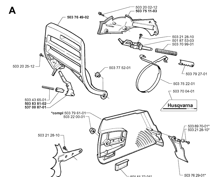 Chain Brake 2 Diagram and Parts List for 365 19991400001-19994699999 Husqvarna Chainsaw