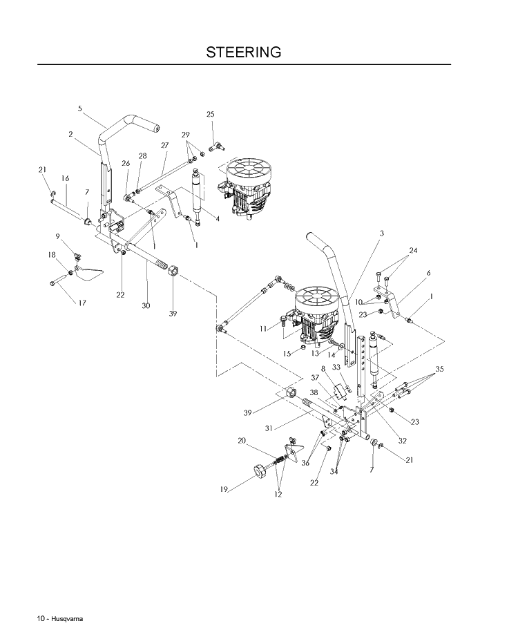 Steering Diagram and Parts List for LZF5227 (966956701)(2009-07) Husqvarna Lawn Mower