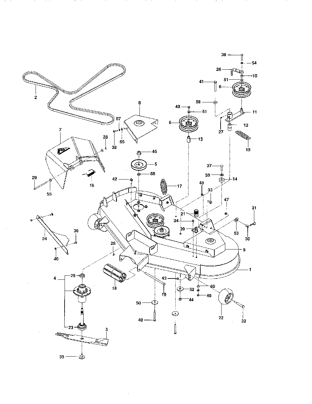 Mower deck / cutting deck Diagram and Parts List for 967303601-00  Husqvarna Lawn Mower