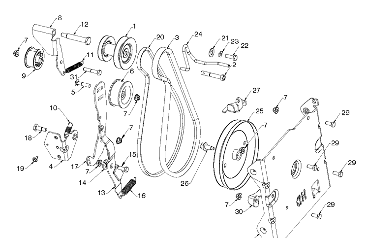 Chassis, Engine And Pulleys 2 Diagram and Parts List for ST327 (96193012701)(2019-04) Husqvarna Snow Blower