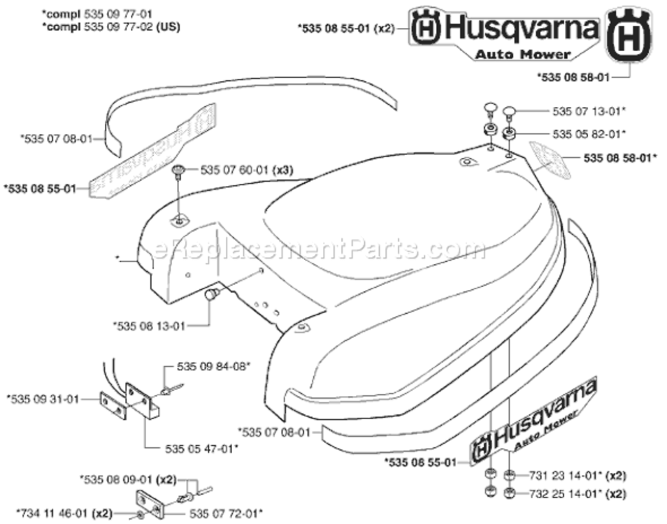 Page B Diagram and Parts List for AUTO 2002-02 Husqvarna Lawn Mower