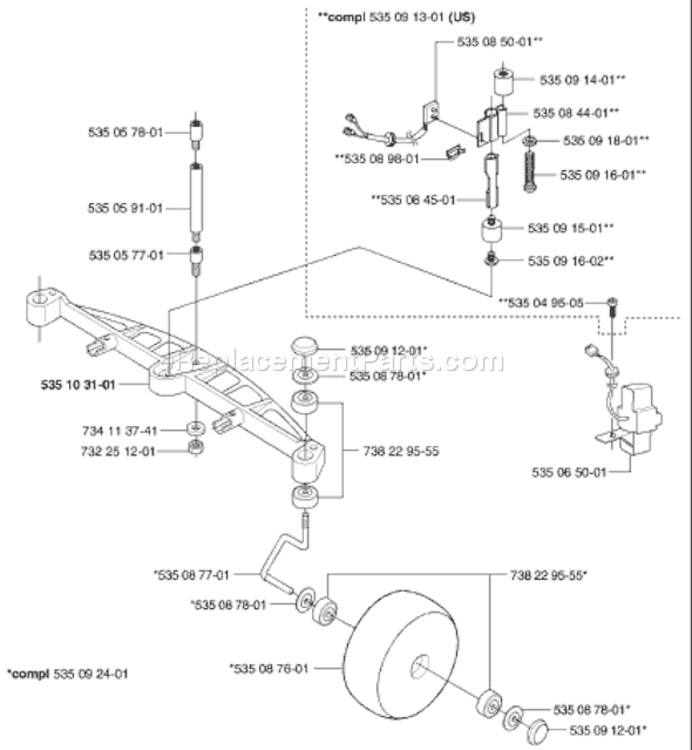 Page E Diagram and Parts List for AUTO 2002-02 Husqvarna Lawn Mower