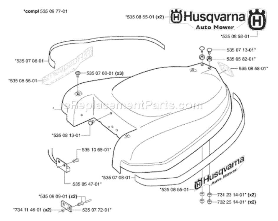 Page B Diagram and Parts List for AUTO 2003-01 Husqvarna Lawn Mower
