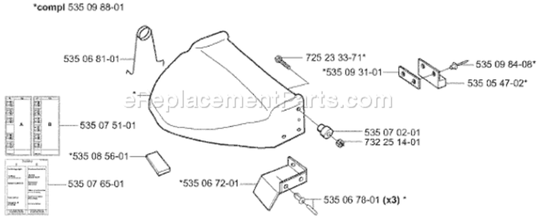 Page K Diagram and Parts List for AUTO 953528302 2003-04 Husqvarna Lawn Mower