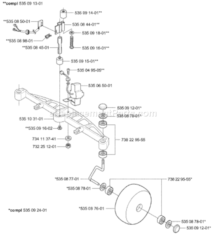 Page G Diagram and Parts List for AUTO 953528302 2003-04 Husqvarna Lawn Mower