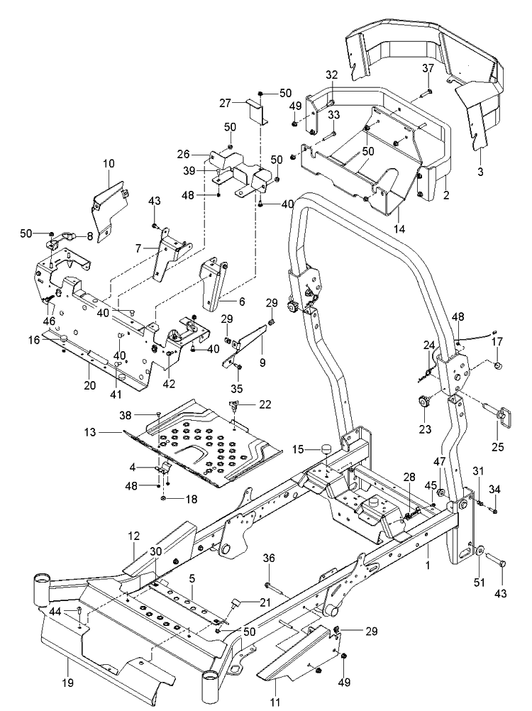 Frame Diagram and Parts List for Z560X (96767880201)(2019-12) Husqvarna Lawn Mower