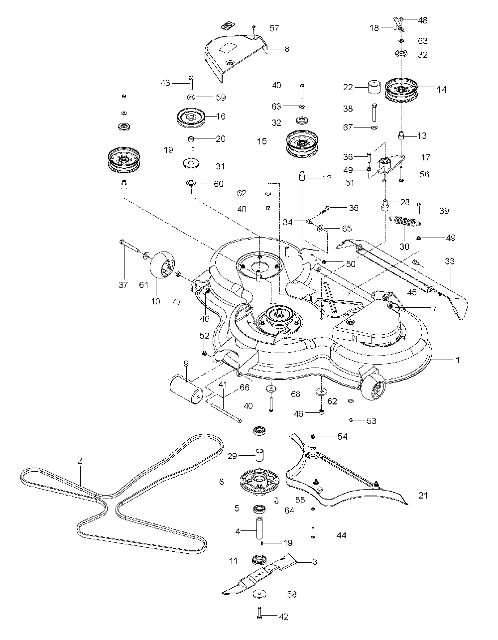 Mower Deck / Cutting Deck Diagram and Parts List for EZ24TCE (966659701)(2010-12) Husqvarna Lawn Tractor