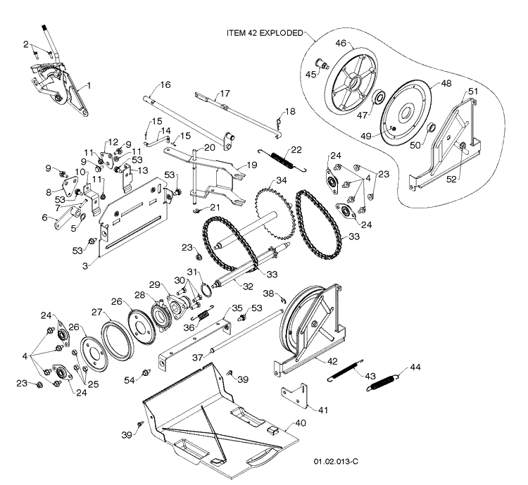 Drive Diagram and Parts List for 1830HV (96193007306)(2013-08) Husqvarna Snow Blower