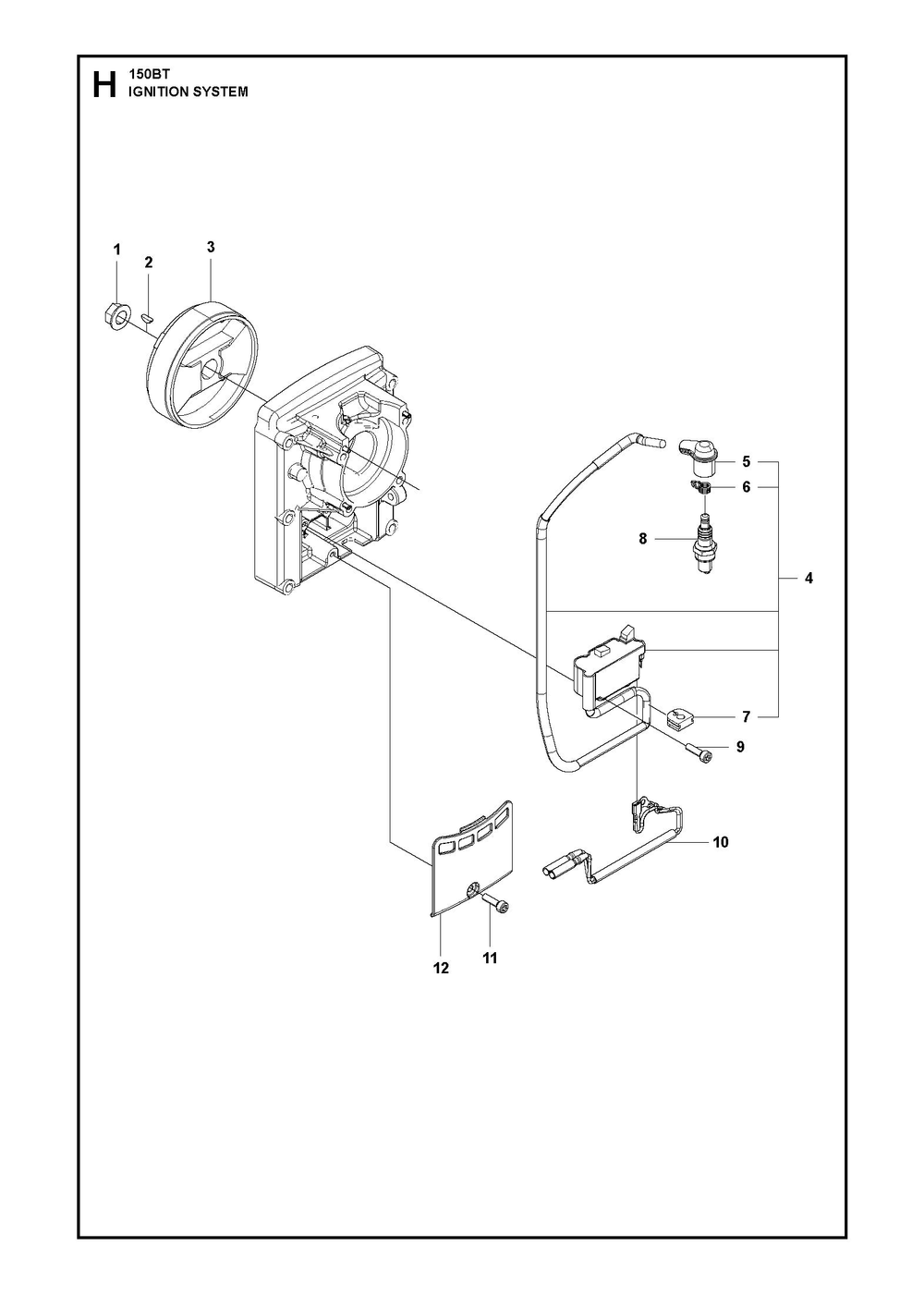 Ignition System Diagram and Parts List for 150BT2007-2021  Husqvarna Leaf Blower / Vacuum
