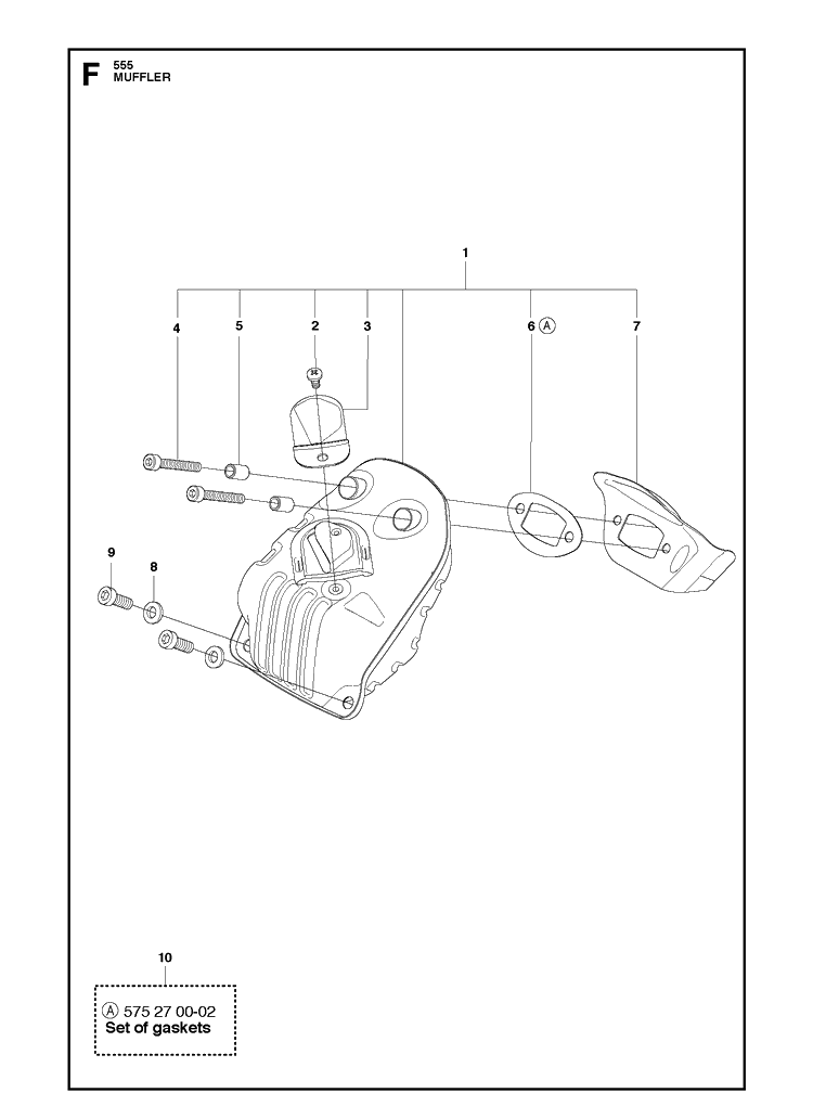 Muffler Diagram and Parts List for 555 2013-01 Husqvarna Chainsaw