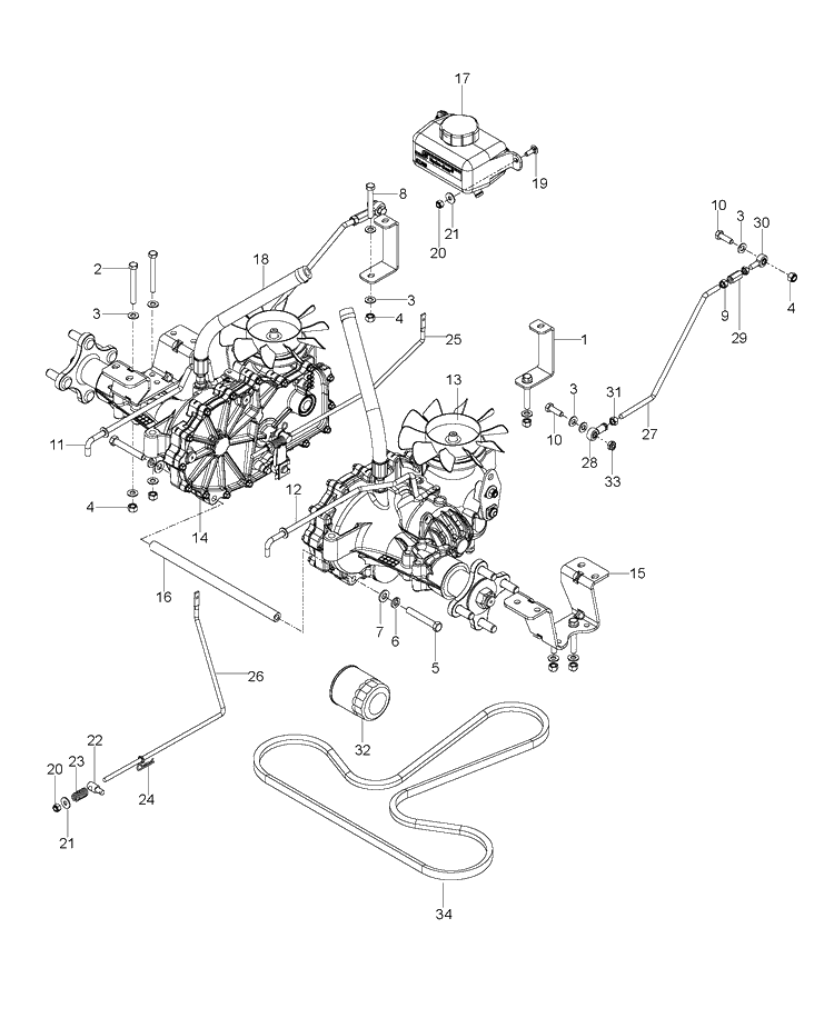 Hydraulic Pump - Motor Diagram and Parts List for EZ24T (96665960101)(2011-10) Husqvarna Lawn Mower