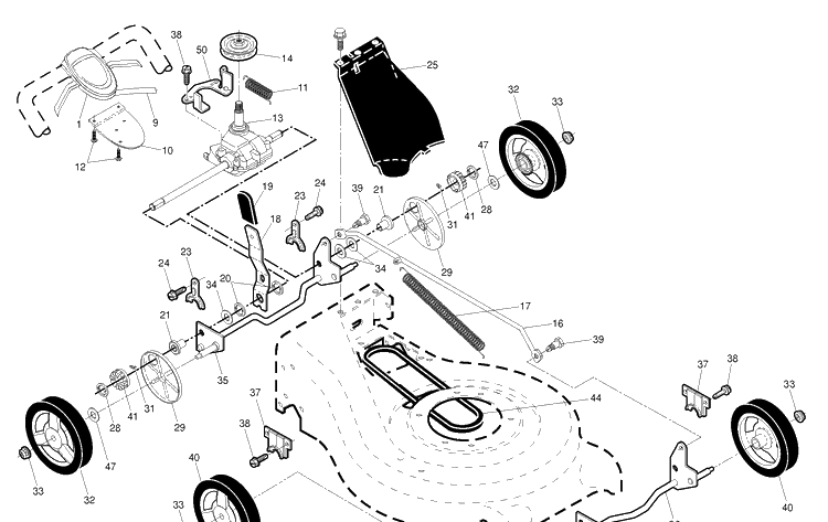 Drive Diagram and Parts List for 7021KR  Husqvarna Lawn Mower