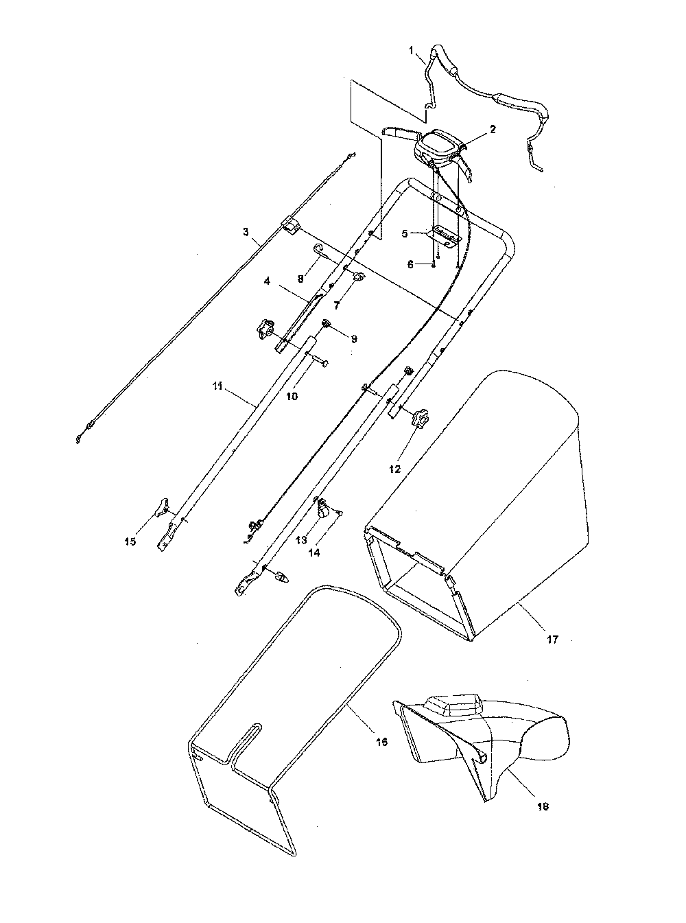 Handle Diagram and Parts List for 96145003600  Husqvarna Lawn Mower