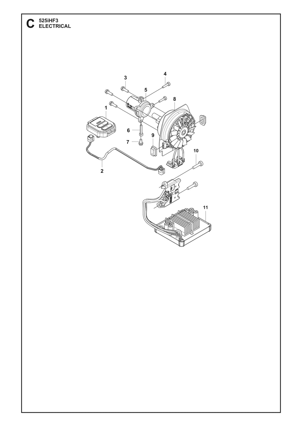 Electrical Diagram and Parts List for 525IHF3  Husqvarna Trimmer