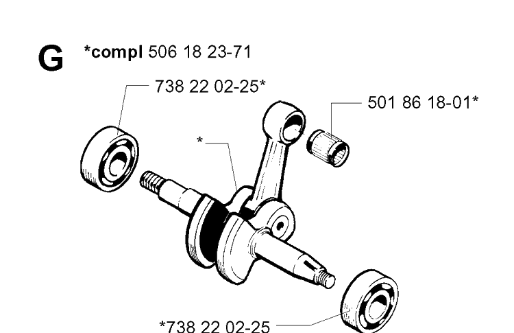 Crankshaft Diagram and Parts List for 254 20013500001-Current Husqvarna Chainsaw