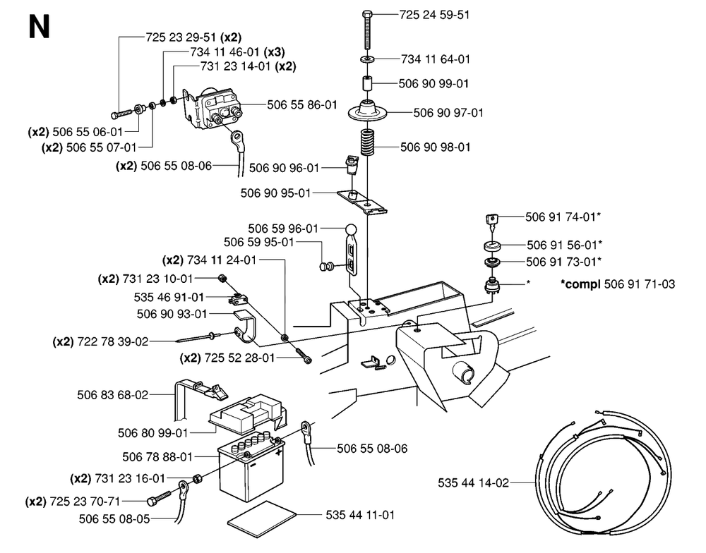 Electrical Diagram and Parts List for R13R (953533901)(2006-01) Husqvarna Lawn Tractor