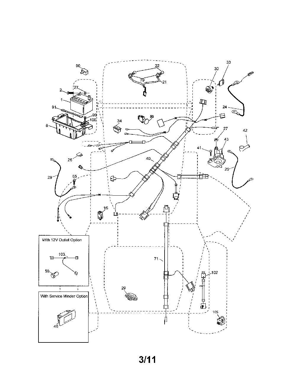 Electrical Diagram and Parts List for 917240440  Husqvarna Lawn Tractor