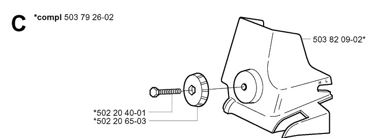 Air Filter Cover Diagram and Parts List for 334T 20051000001-20060100000 Husqvarna Chainsaw