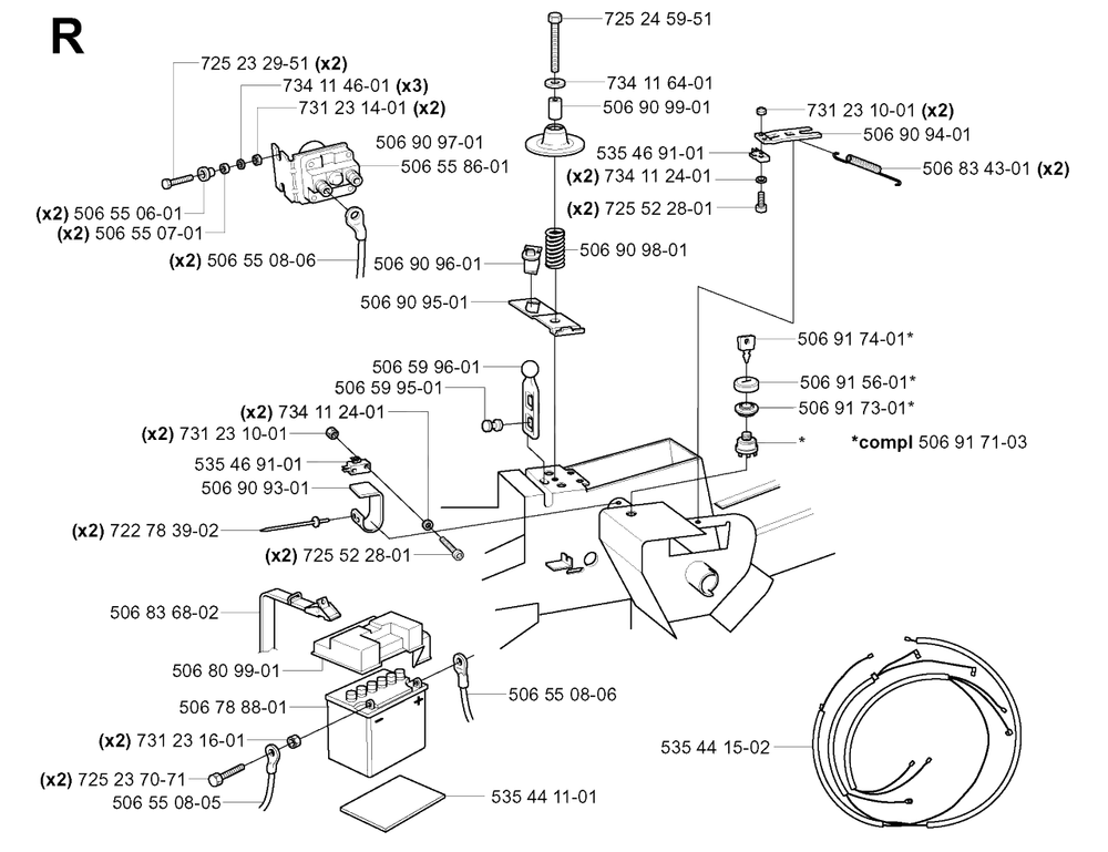 Electrical Diagram and Parts List for R11 (953519401)(2006-01) Husqvarna Lawn Tractor