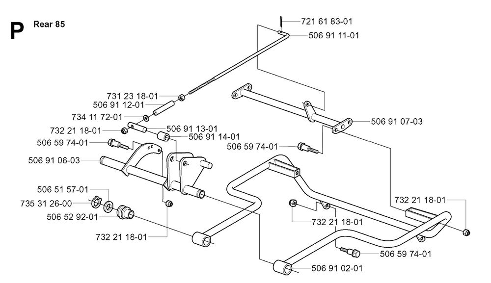 Frame Diagram and Parts List for R11 (953519401)(2006-01) Husqvarna Lawn Tractor