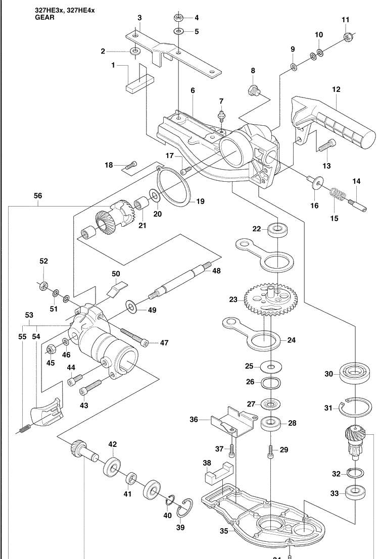 Gear 1 Diagram and Parts List for 327HE4X-SERIES (966976501)(2009-04) Husqvarna Hedge Trimmer