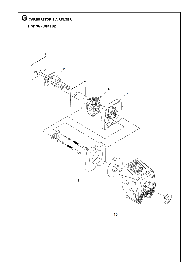 Carburetor And Air Filter 2 Diagram and Parts List for 131R  Husqvarna Edger