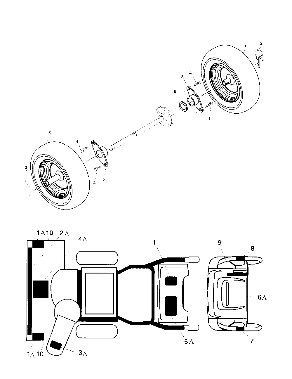 Wheels/decals Diagram and Parts List for HL8527STEA  Husqvarna Snow Blower