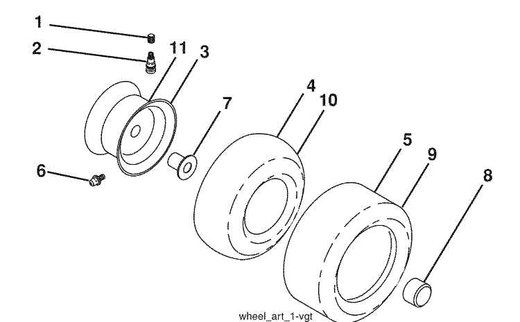 Wheels And Tires Diagram and Parts List for 2748GLS (96043006500)(2008-12) Husqvarna Lawn Mower