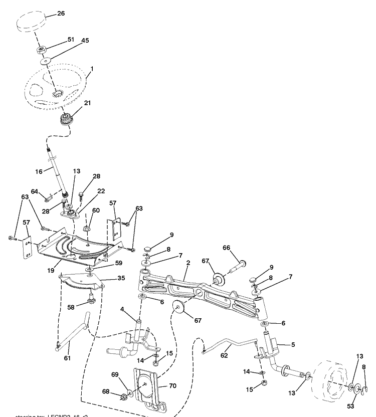Steering Diagram and Parts List for YTH20K46 (240463)(2011- 07) Husqvarna Lawn Tractor