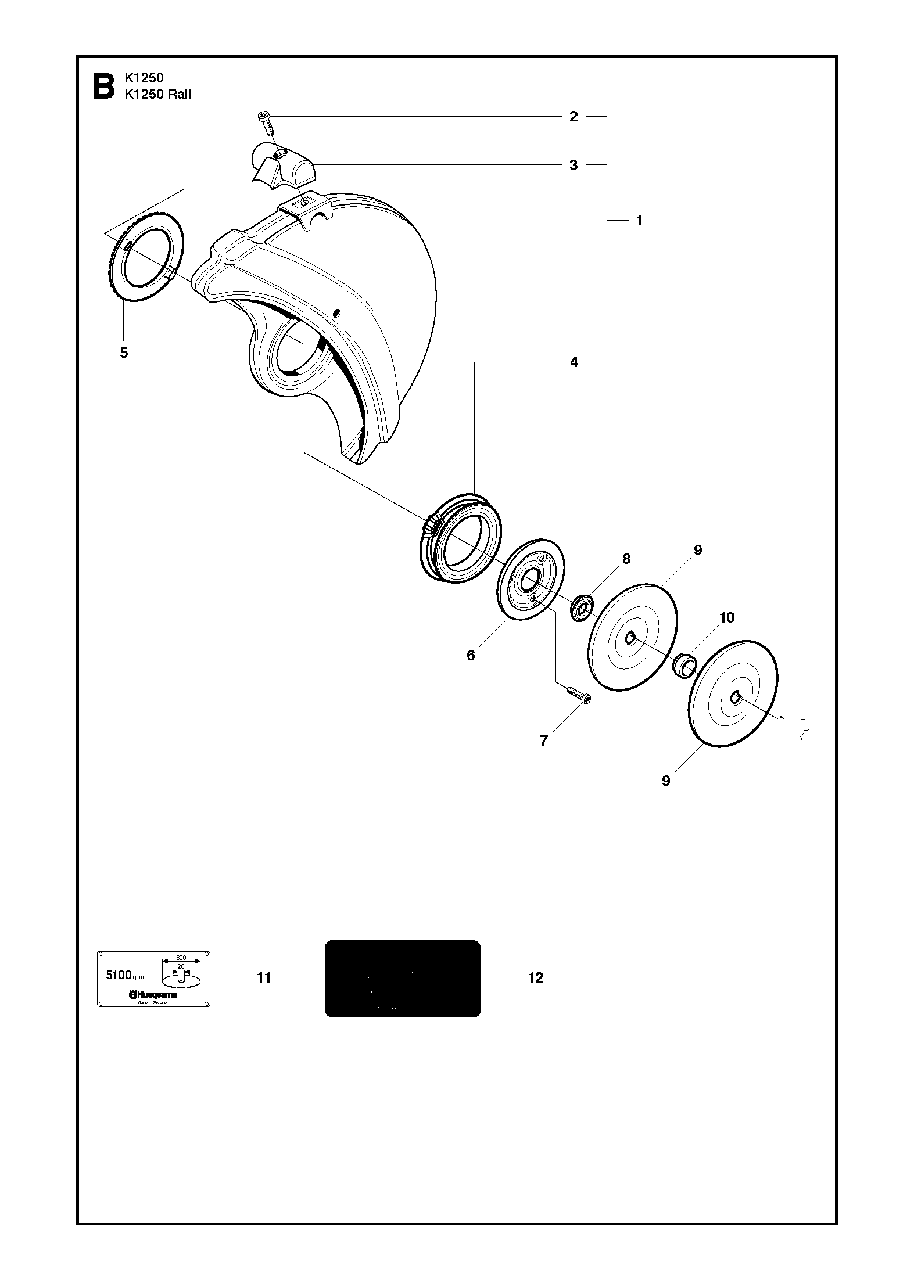 Wheels And Tires Diagram and Parts List for K1250ACTIVE 2010-02 Husqvarna Circular Saw