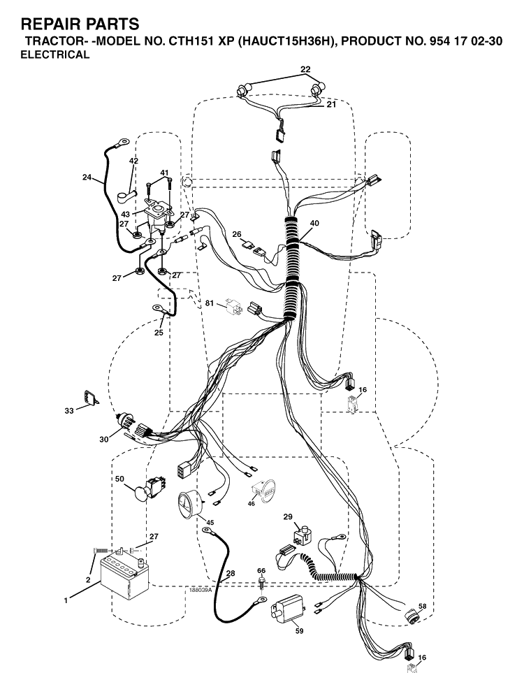 Electrical Diagram and Parts List for CTH151XP (HAUCT15H36H)(2005-05) Husqvarna Lawn Tractor