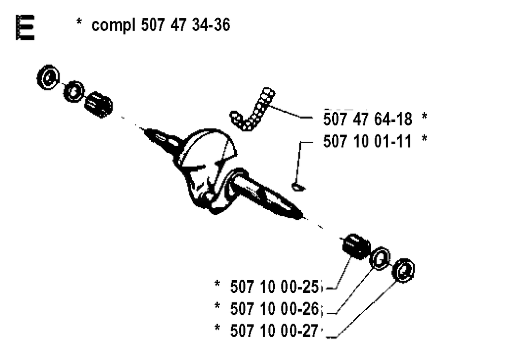 Crankshaft Diagram and Parts List for 35 19902200001 & Above Husqvarna Chainsaw
