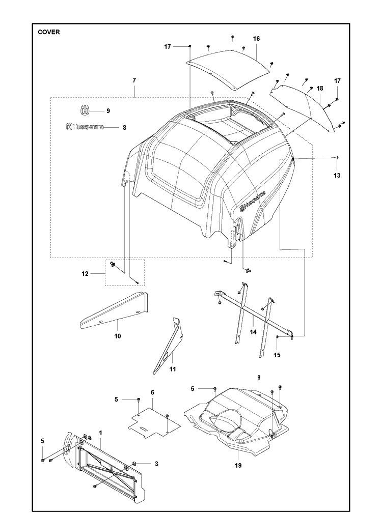 Cover Diagram and Parts List for P520DX (967985201)(2021-10) Husqvarna Lawn Mower