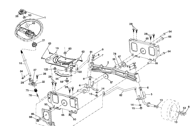 Steering Diagram and Parts List for TS242XD  Husqvarna Lawn Tractor