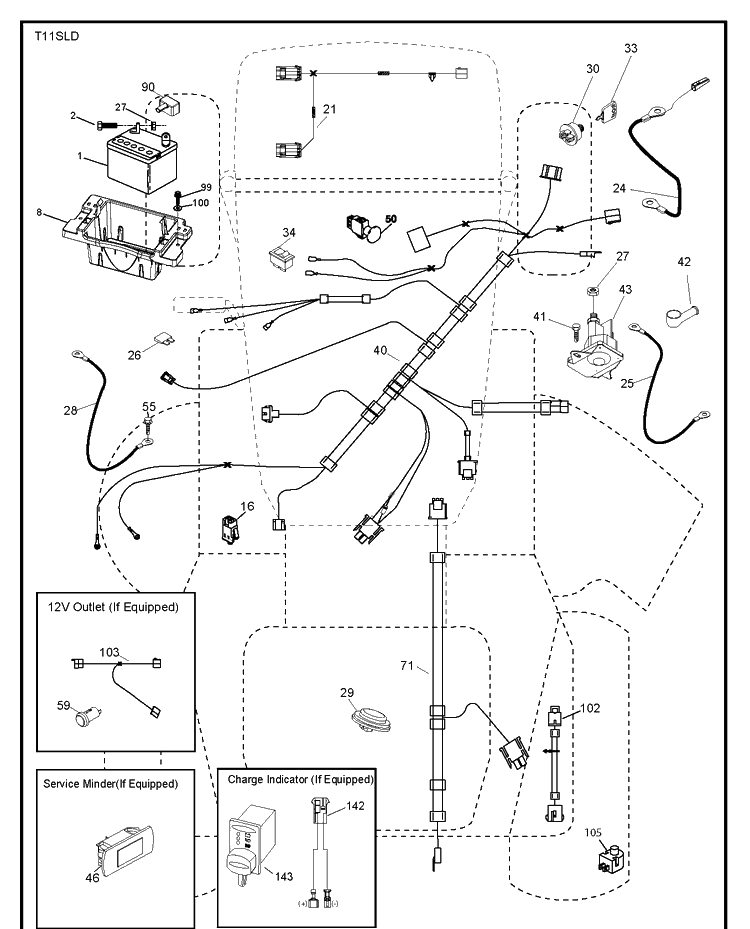 Electrical Diagram and Parts List for YTH22K54 (96043025500)(2017-10) Husqvarna Lawn Tractor