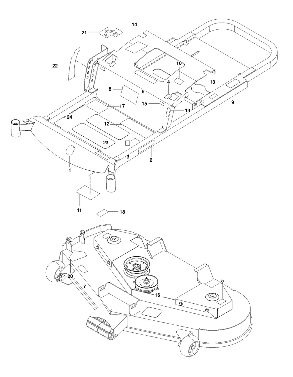 Decals Diagram and Parts List for RZ4824TF  Husqvarna Lawn Tractor