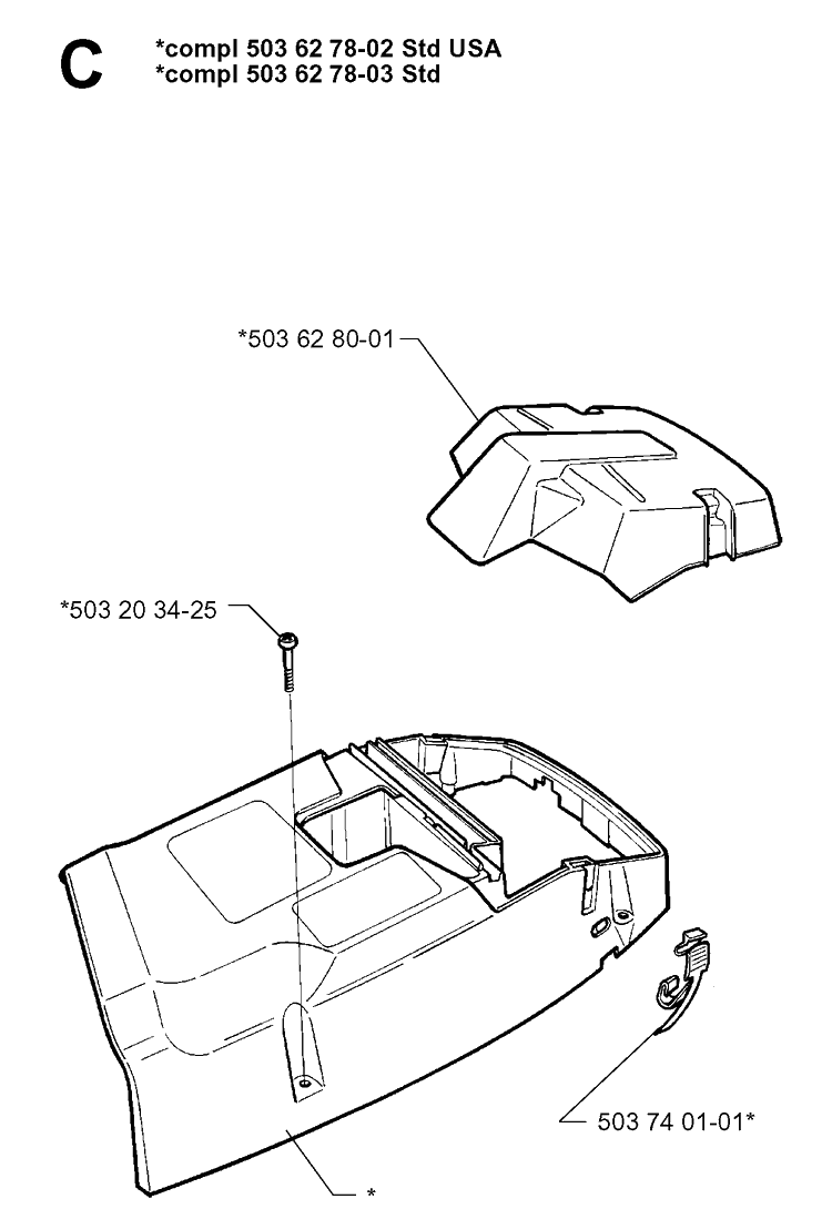 Cover Diagram and Parts List for 365 19963500001-19974900000 Husqvarna Chainsaw