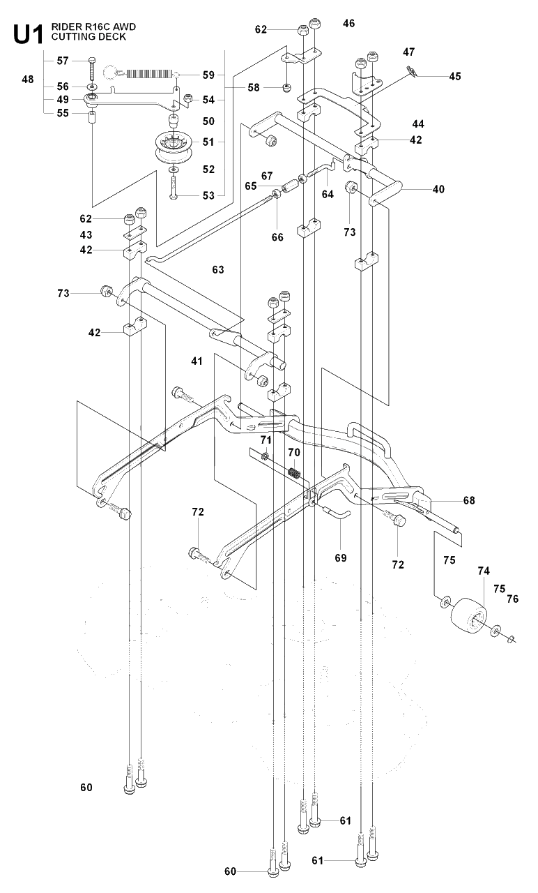 94cm Cutting Deck 2 Diagram and Parts List for R16CAWD (966830301)(2009-04) Husqvarna Lawn Tractor
