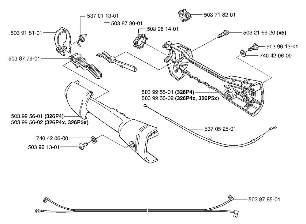 Throttle Diagram and Parts List for 326P5X 2002-05 Husqvarna Pole Saw